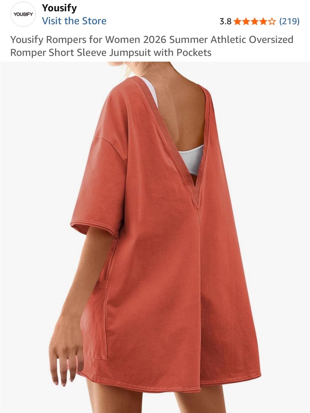 Rust Red Oversized Short Sleeve Romper - Picture 2 of 6